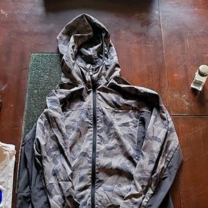 Grey and yellow nike track jacket